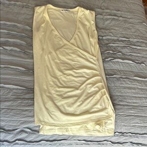Doublju Women's Light Yellow Wrap Blouse Size Medium Buttery Soft